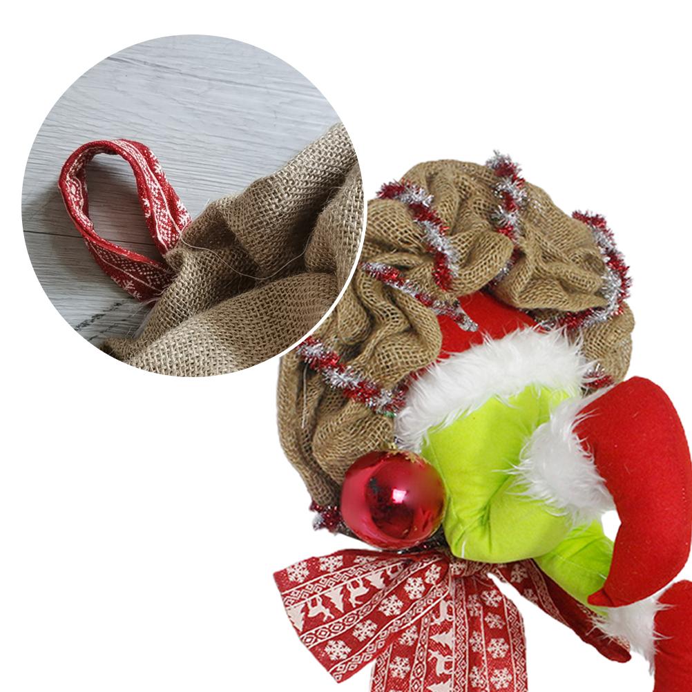 Christmas Thief Stole Christmas Burlap Wreath Christmas Decorations Exquisite Santa Claus Wreath for Living Room Wall