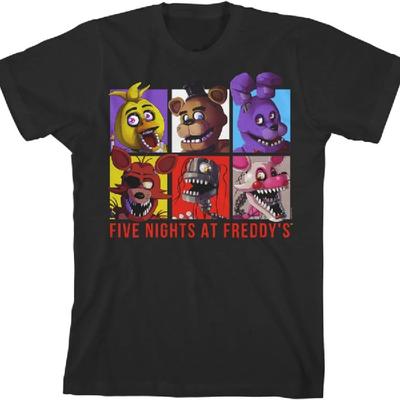 Мужская черная футболка с квадратами персонажей Five Nights at Freddy's