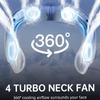 Портативный шейный вентилятор 4 турбо-хэндс-фри безлопастного шейного охладителя Аккумулятор 4000 мАч Персональный носимый вентилятор 3 скорости Охлаждающий воздушный поток на 360°