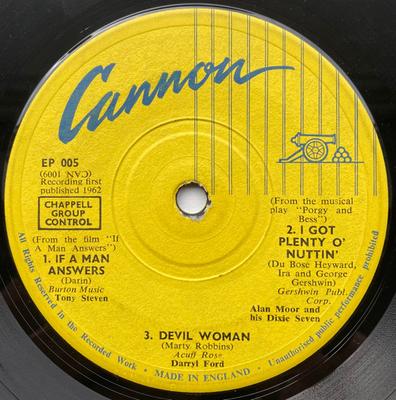 7-дюймовая пластинка РАЗЛИЧНЫЕ - Cannon Hits Of Today EP005 Cannon 1962 UK Рок Б/у