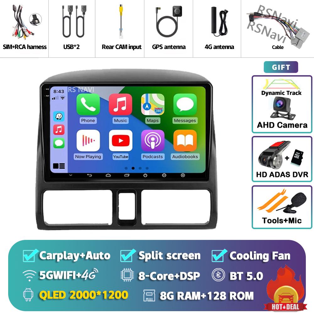Android 14 Carplay 2DIN Car Radio Multimedia Video Player For Honda CR-V 2002 - 2005 Navigation GPS Stereo DSP 360 Camera DVD BT