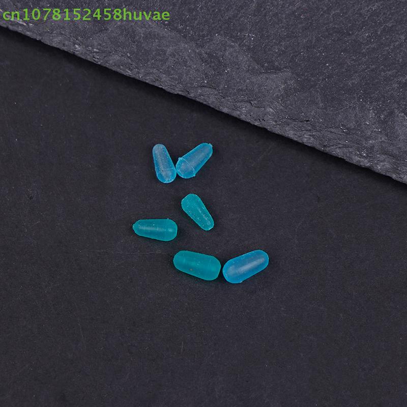 100 Pcs/lot High Quality Silicone Space Beans Sea Carp Fly Fishing Blue Rubber Oval Stopper Fishing Float Fishing Bobber