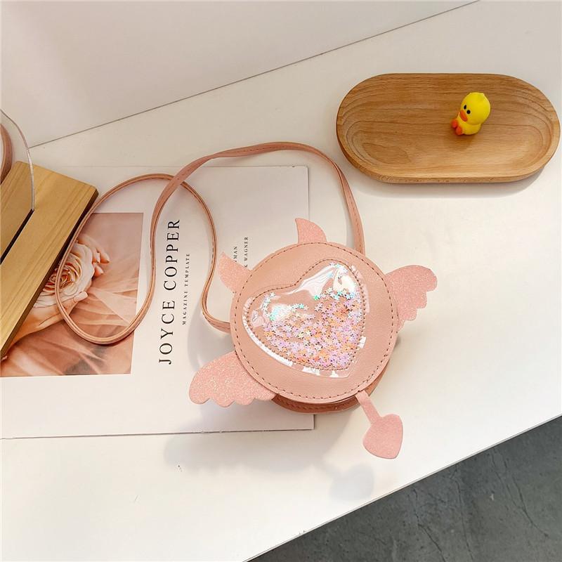 Adorable Pu Leather Kids Shoulder Bag With Glitter Wings Perfect For Toddlers