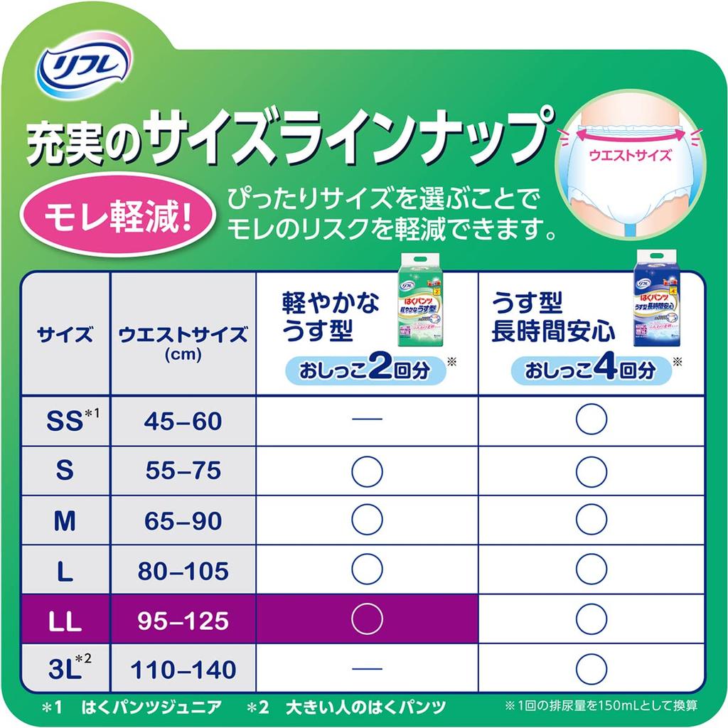 Refle Hugging легкие и тонкие одноразовые подгузники для взрослых, легкие в использовании, 26 шт., трусики, тип, 2-дозовое поглощение, подгузники, утечка, износ, размер,