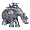 Silver Elephant Statue Carries Three Calves On Its Back and Trunk,