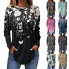 Shirts For Women Cute  Vintage Pattern Print T-Shirt Long Sleeve Tunic Tops Cotton Pullovers