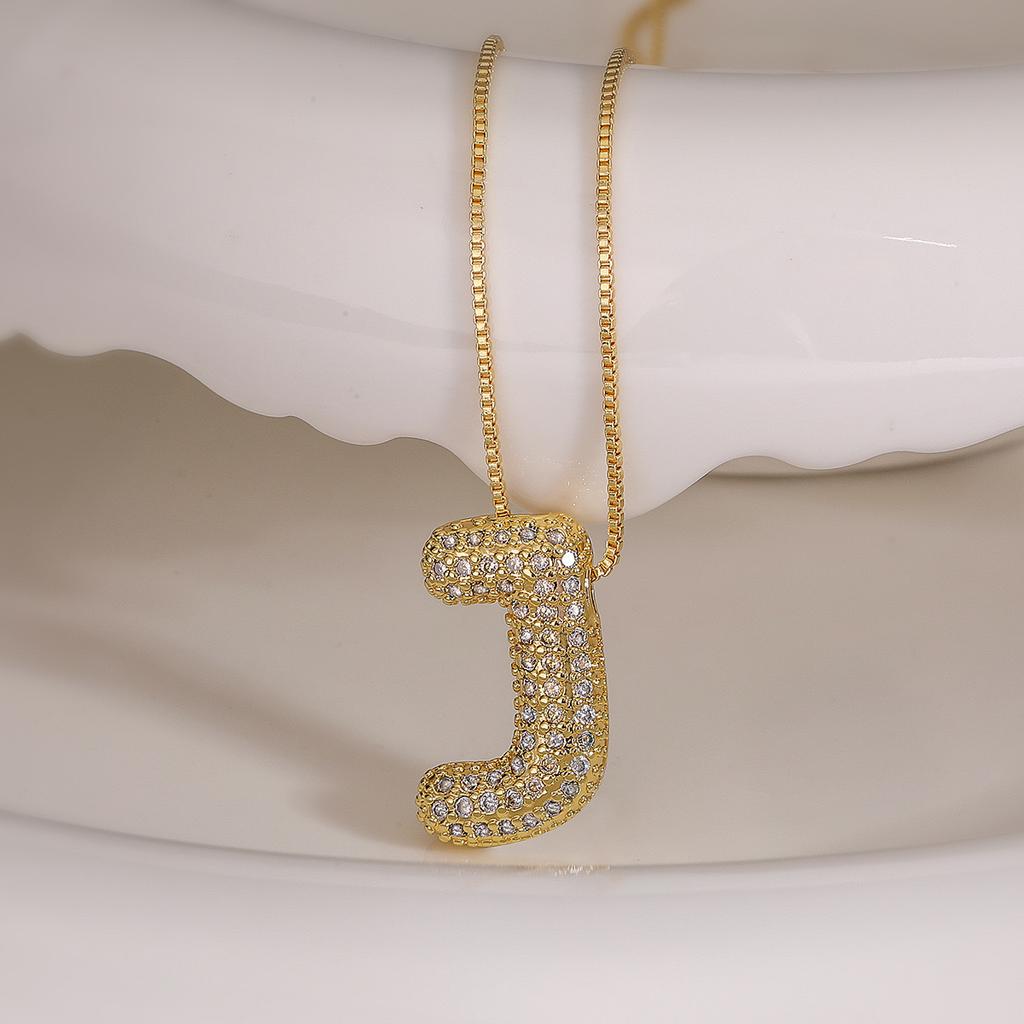 Cubic Zirconia Gold Plated Bubble Alphabet Letter Necklace Monogram Necklace Balloon Initial Necklace Gifts for Women Ladies