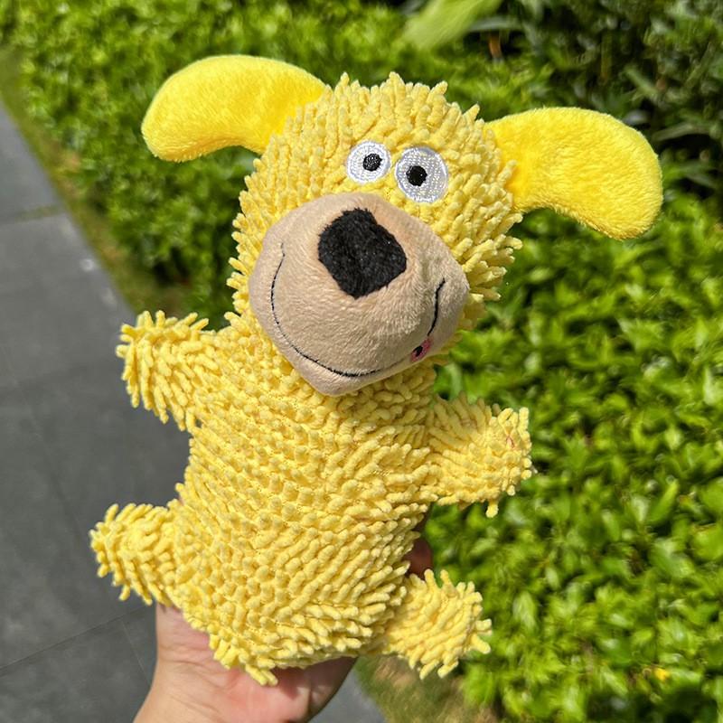 Plush Dog Toy With Sound Effect - Cute Cartoon Squeaky Drag Mop Style Chew Small To Medium Dogs