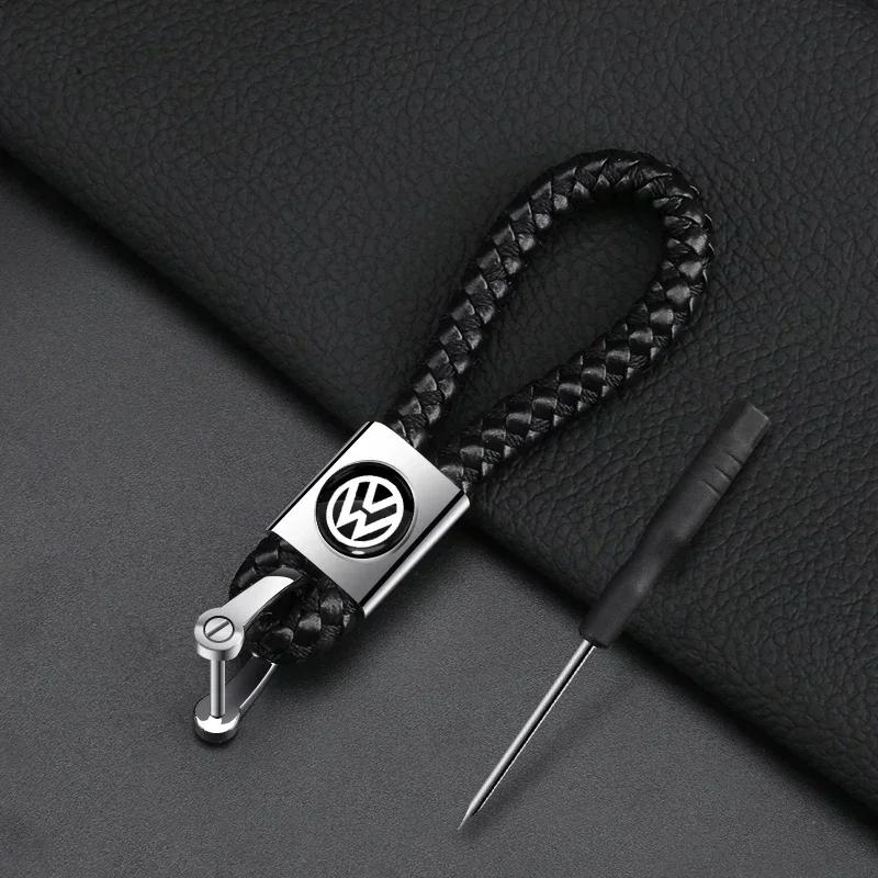 For Volkswagen VW Metal Leather Car Keychain Key Ring Badge Accessories For Volkswagen Golf-5 6 7 MK6 Jetta Lavida Polo Tiguan P
