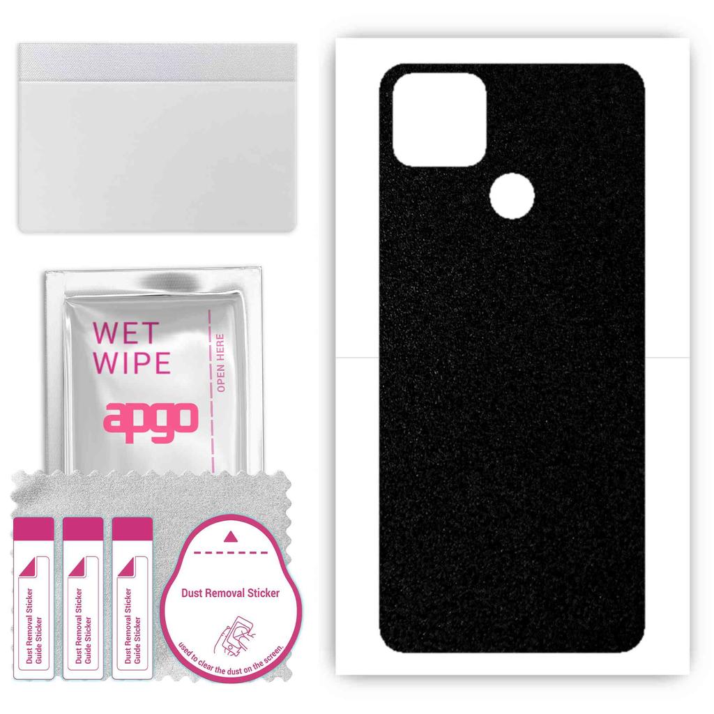 apgo Protective Skin Sticker for the back compatible with Realme V3 5G, Wrap Film, Foil, Vinyl - Pattern Matte Black