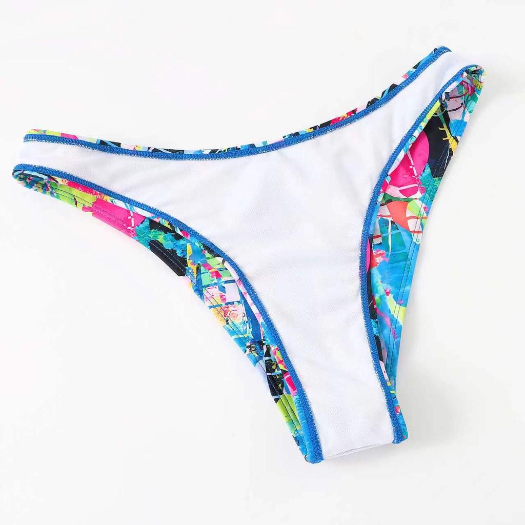 Купальник женский, разделенный комплект из трех предметов, с высокой талией, с кулиской и принтом, с длинными рукавами и круглым вырезом, на шнуровке, бикини, костюмы