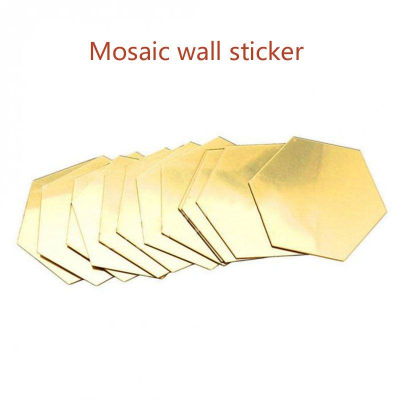 Stylish Hexagon 3d Mirror Mosaic Wall Stickers Self Adhesive Diy Bedroom Art