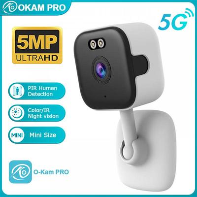 OKAM PRO APP Домашняя камера HD 5 МП Мини 5G WiFi Внутренняя камера с обнаружением человека 5-кратный ЗУМ Видеоняня Круглосуточная видеозапись CCTV