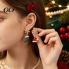 Elegant Holiday Dangle Earrings 1 Pair Christmas Earrings, Sparkling Snowflake Red Santa Hat Green Charming Winter Theme Stocking Asymmetric
