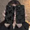 Черный чехол для телефона с бантом для iPhone 16 Pro Max 11 12 13 12 14 15 16 Pro X XR XS 7 8 15 16 Plus Ударопрочный силиконовый мягкий чехол