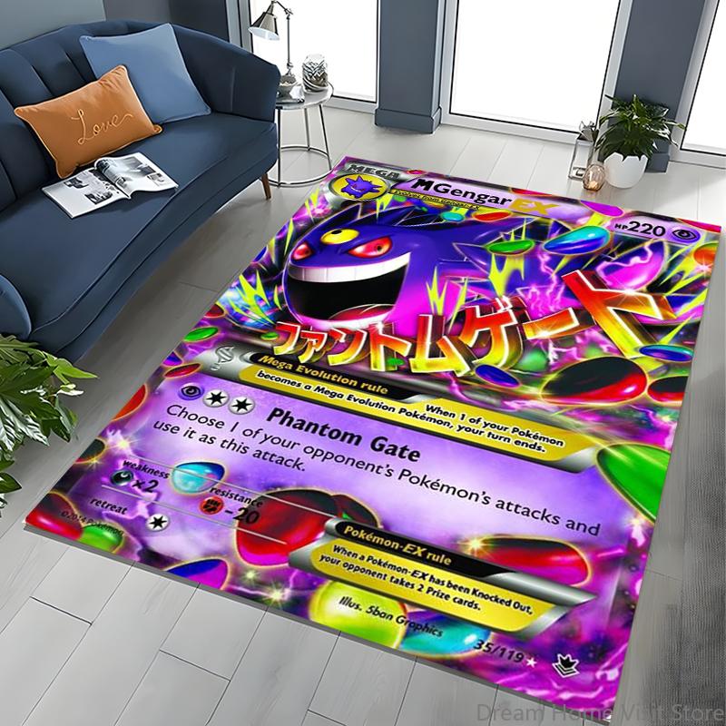 Gengar Pokémon Cards Area Carpet for Living Room Home Decor Sofa Table Kid's Rug Non-slip Chair Lounge Floor Play Mat Potdemiel