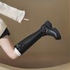 Женские рыцарские сапоги на толстой подошве 2025 новая осень и зима вестерн джинсовые на толстом каблуке черные ботфорты до колена