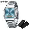 Fashion Sanda Brand Men Watches Retro Stainless Steel Band Digital Display Erkek Kol Saati Zegarek Damski Relogios Wristwatches