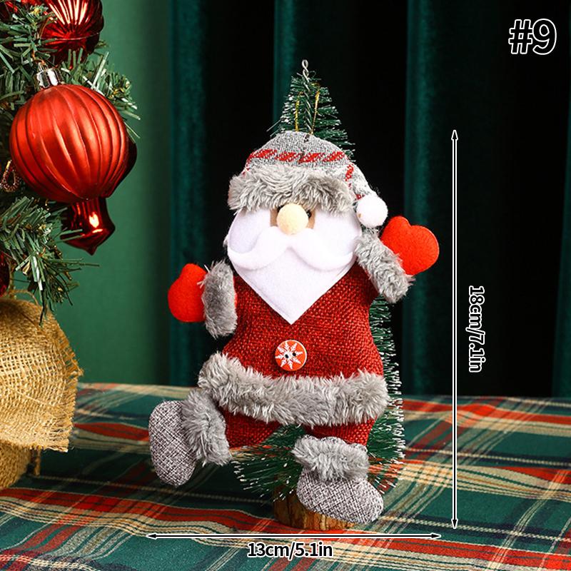 Christmas Tree Decoration Set Plush Girl Christmas Golden Ornaments Angel Xmas Party Keychain Santa Claus Snowman Hanging Decor