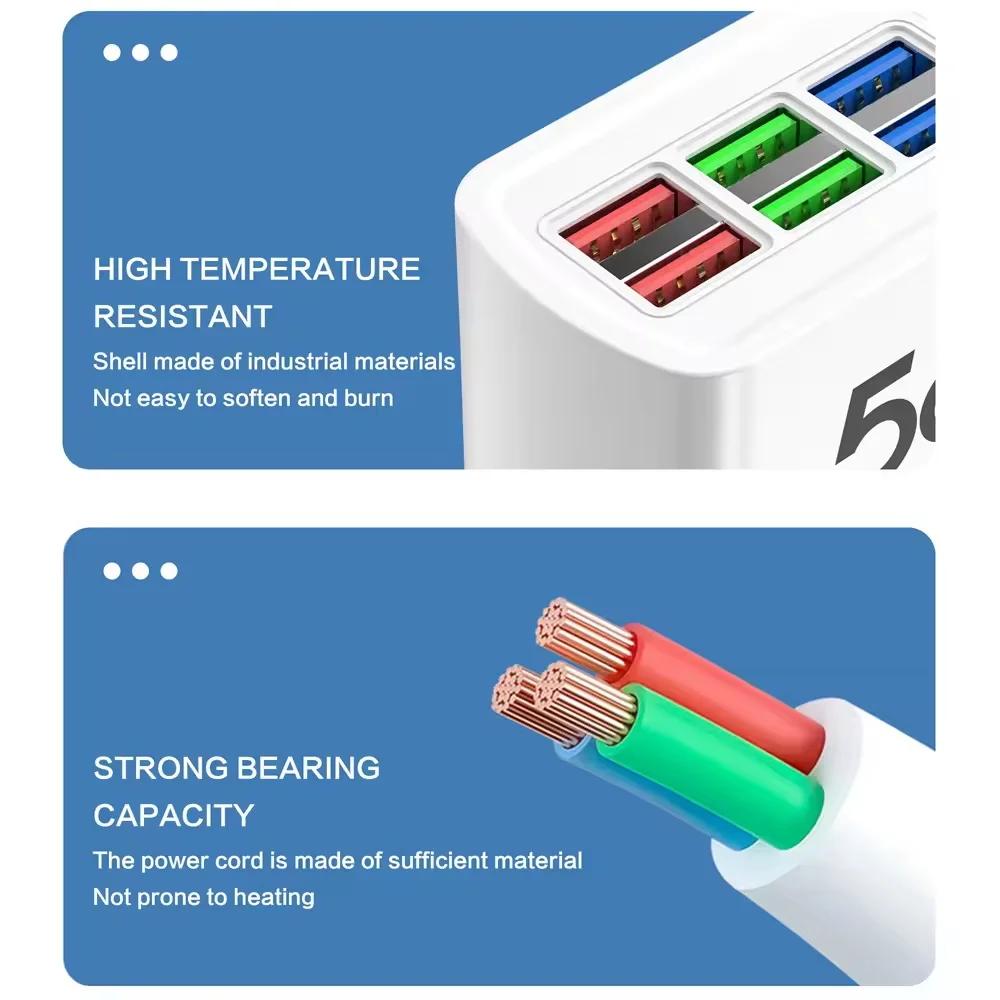 6 портов USB зарядное устройство USB быстрое зарядное устройство настенный телефонный адаптер быстрое зарядное устройство розетка EU US многопортовый USB-концентратор разветвитель