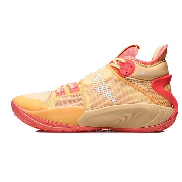 Li Ning Sonic 9 Anti-Slip Wear-Resistant Shock Absorption Mid-Top Basketball Shoes Men Basketball Shoes Light-Orange ABAR011-3
