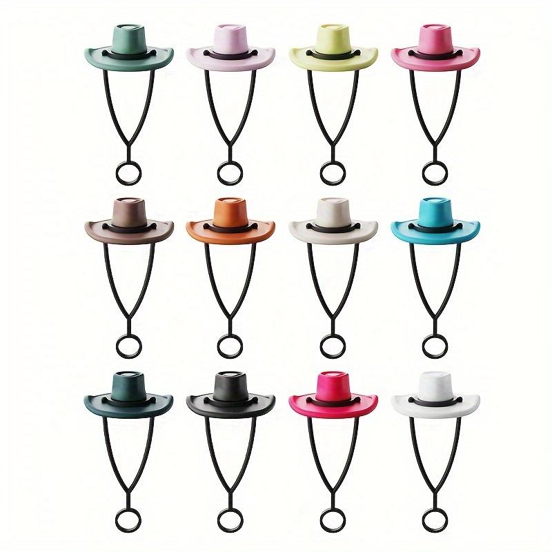 4 шт. Милые силиконовые колпачки для соломинок в виде ковбойской шляпы - Многоразовые, пищевые декоративные крышки для чашек и напитков, совместимые со соломинками 10 мм, идеально подходят для дома