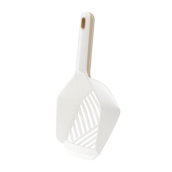 Совок для кошачьего туалета с базой для хранения, длинной ручкой, антипригарный, с прорезями, переносной, для просеивания кала