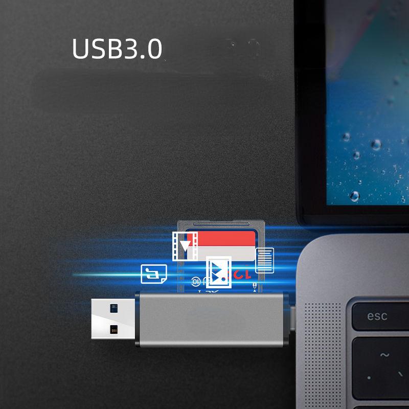 Высокоскоростное устройство чтения карт памяти USB 3.0/2.0 Type-C TF/SD для ПК и телефона с портативным дизайном