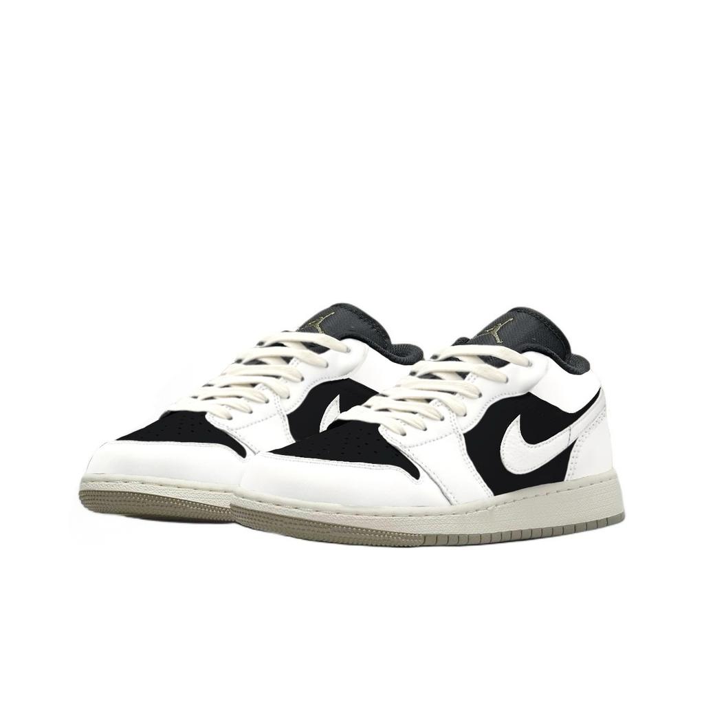 Jordan Air Jordan 1 Oreo Кожаные Устойчивые к истиранию Низкие Винтажные Баскетбольные Кроссовки Унисекс Черно-Белые 553558-092(Команда1119-)