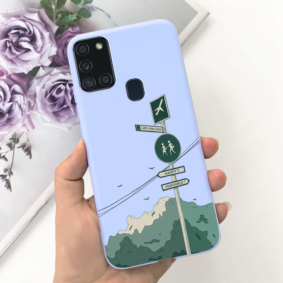Чехол для Samsung A21S SM-A217F A 21S Задняя крышка Модный Цветочный Мультяшный Мягкий Силиконовый ТПУ Чехол для Телефона Для Samsung Galaxy A21s Capa