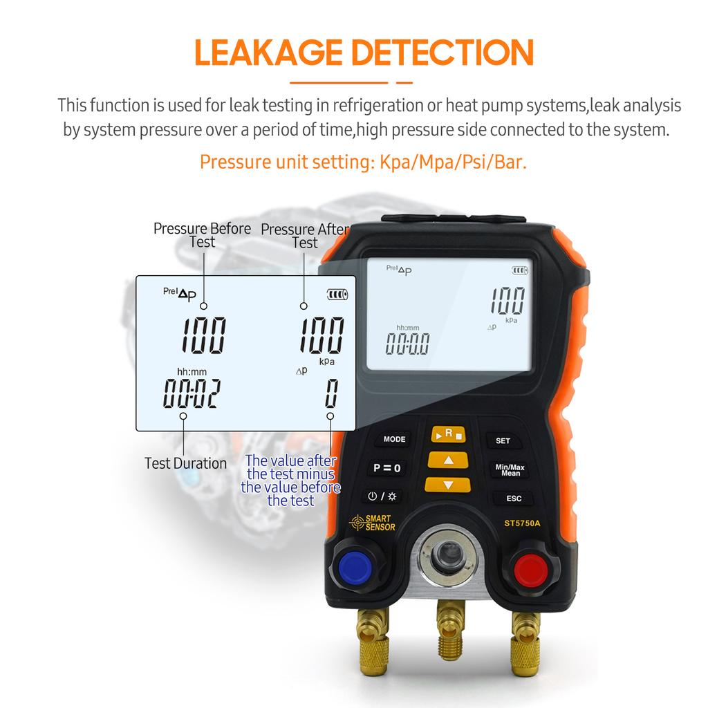 SMART SENSOR ST5750A Электронный манометр холодильной системы Цифровой манометр давления в коллекторе