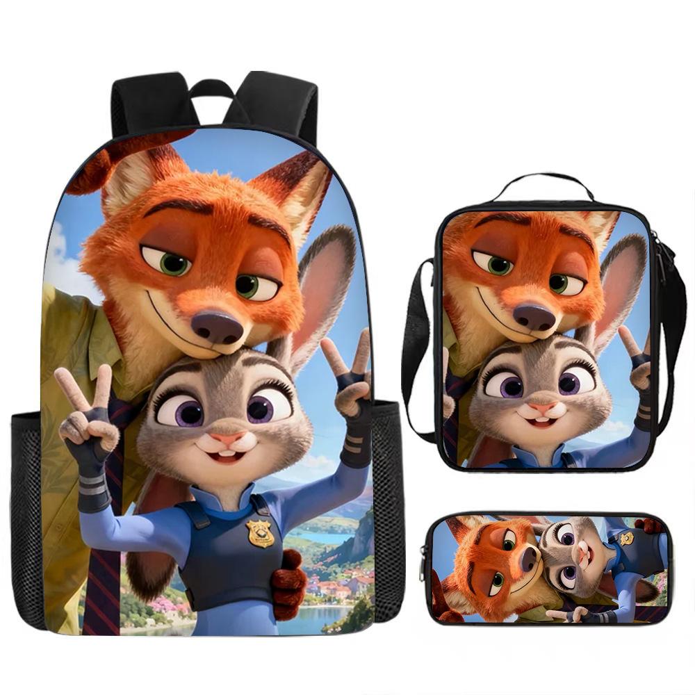 Zootopia 2 Casual Backpack Set, Student Cartoon Single-Layer Pencil Case Three-Piece Set 0197 KTB