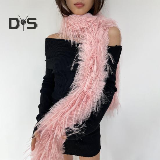 Women Long Scarf Solid Color Thickened Imitation Mink Fur Velvet Decor Scarf Warm Thin Scarf Fashion Accessory