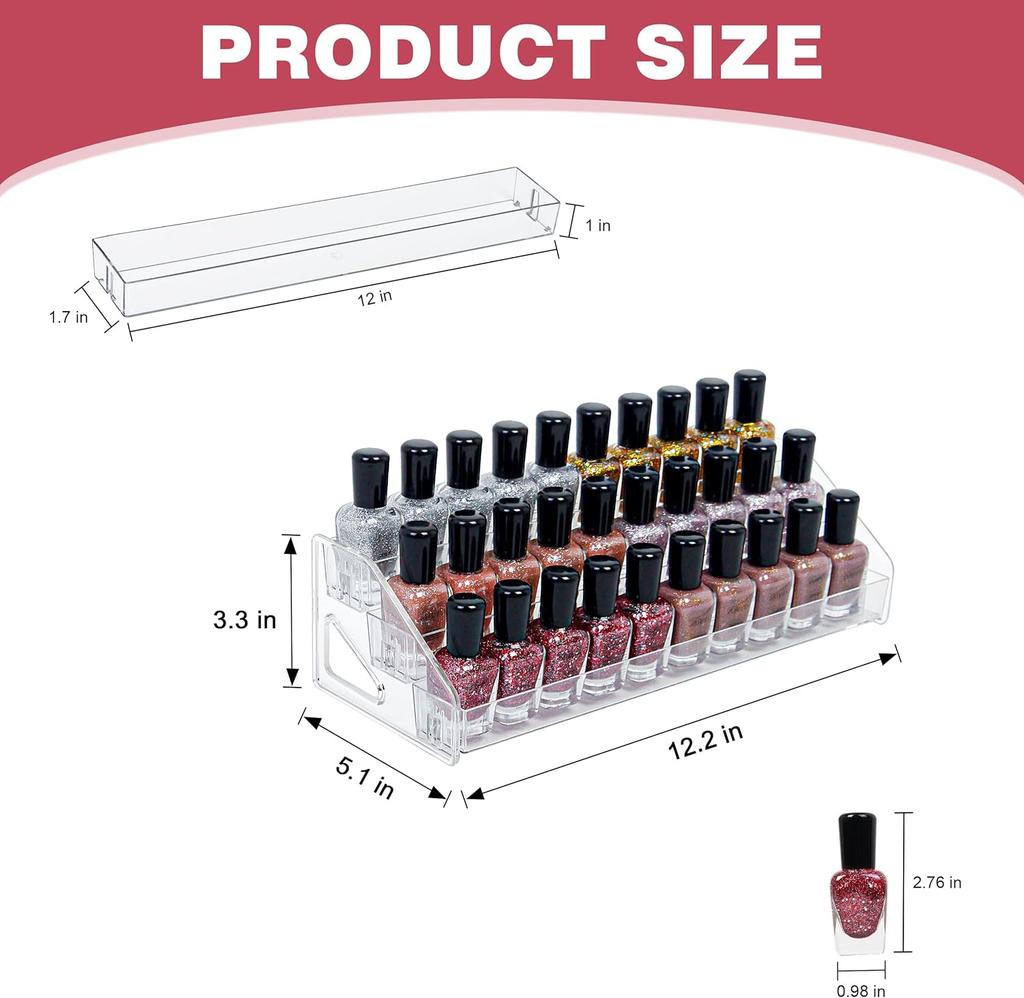 3-7 Tier Clear Acrylic Nail Polish Storage, Multi-Purpose Nail Polish Rack, Sunglasses, Essential Oils and Cosmetics