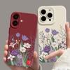 Фиолетовый цветочный узор Чехол для телефона Для iPhone 16 16E 15 14 13 12 11 Pro Max XR X XS 12 Mini 16E 7 8 Plus Силиконовый чехол