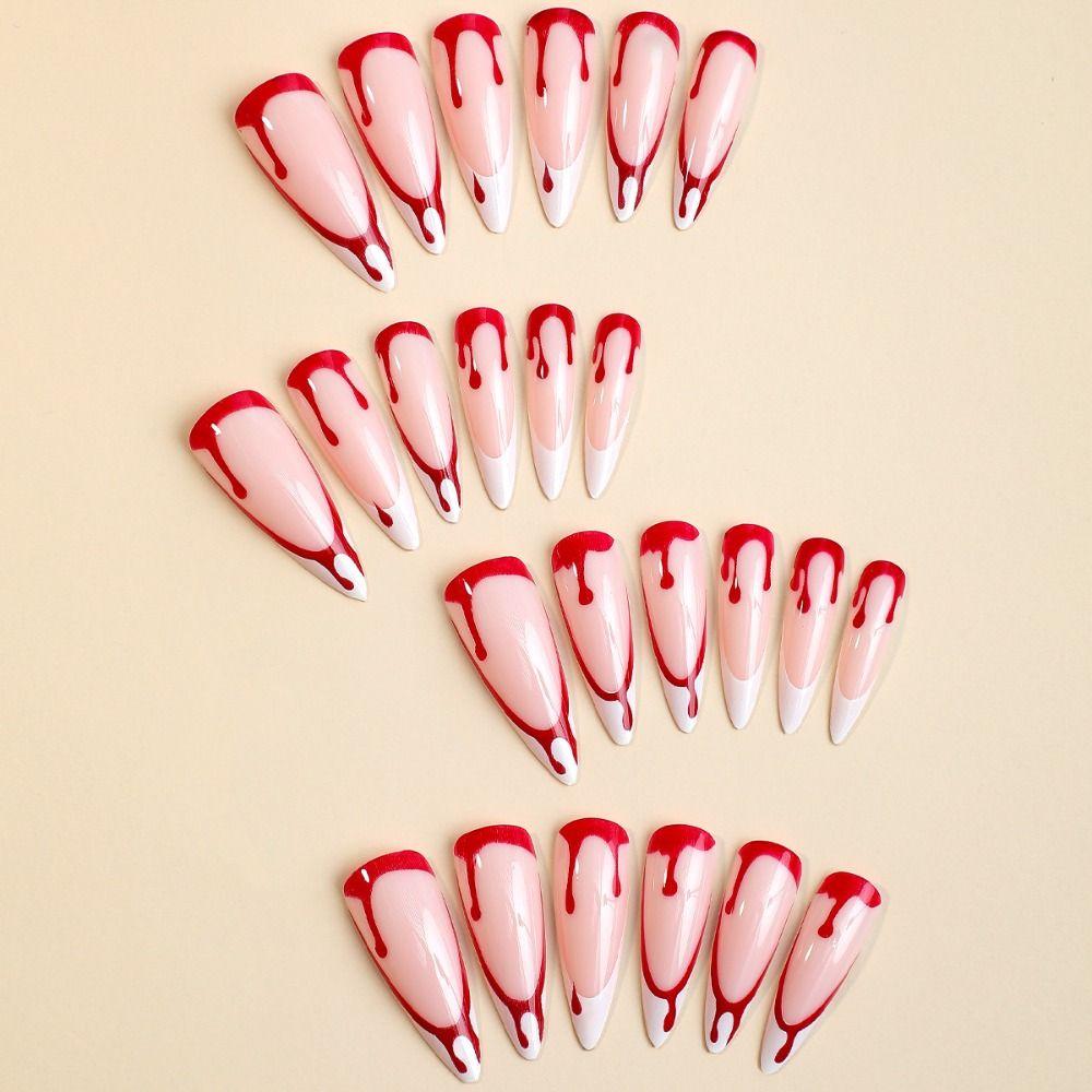 Носимый маникюр Миндалевидные накладные ногти Искусственные ногти Типсы для ногтей Хэллоуин Накладные ногти Женские
