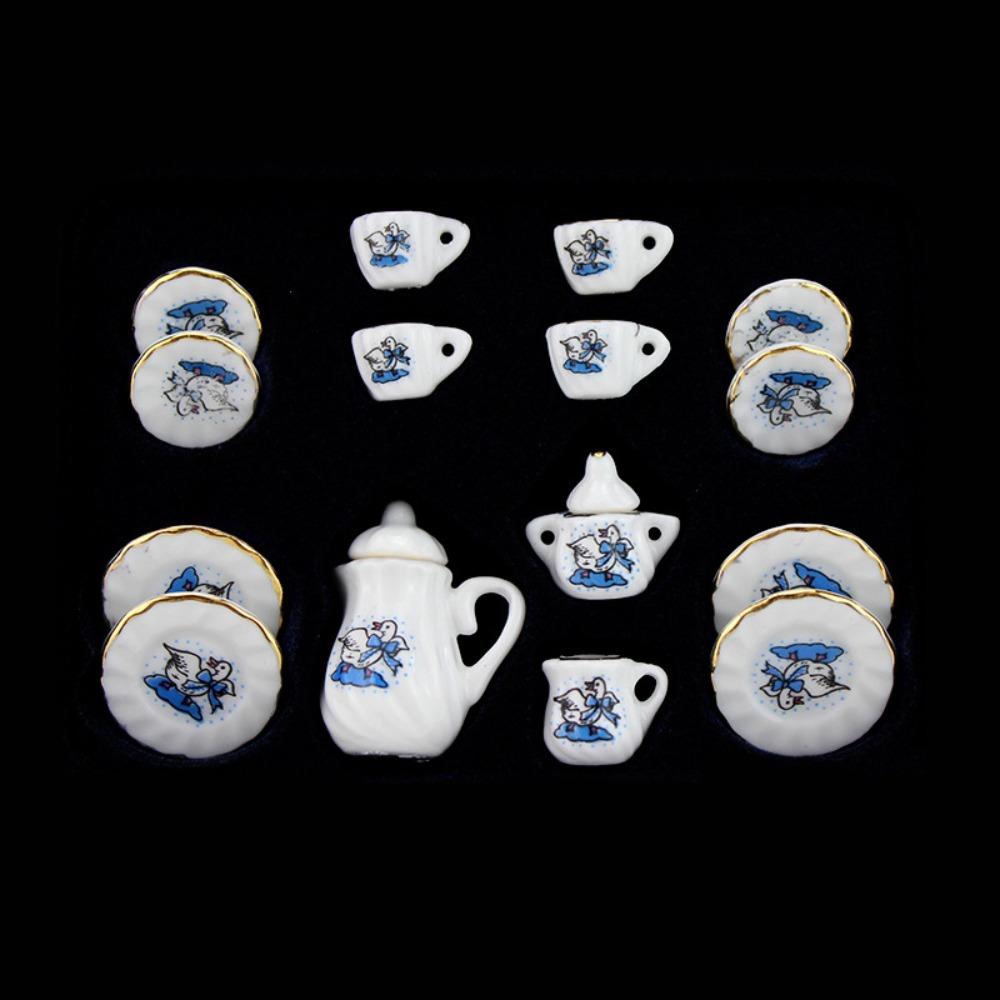 Tableware Dollhouse Miniature Tea Set Miniature Porcelain Tea Cup Set Doll House Accessories