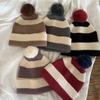 Knit Design Winter Hat Set Classic Striped 2-in-1 Headwear Soft Striped Hat Scarf  for Little Kids