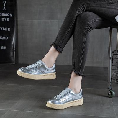 Кожаные маленькие белые туфли женские прилив четыре сезона новые универсальные мягкие подошвы на плоской подошве повседневные кеды