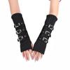 Women's Wristband Mitten 28CM Half Finger Belt Rivet Punk Hiphop Party Cosplay Sexy Black Elastic Fingerless Milk Silk Glove