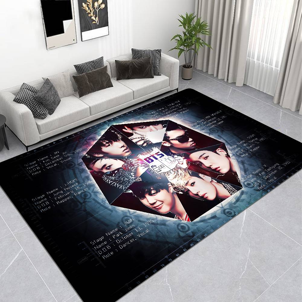 Kpop B-BTS Hallway Carpet INS Style Soft Bedroom Floor House Laundry Room Mat Anti-skid Bedside Area Rugs