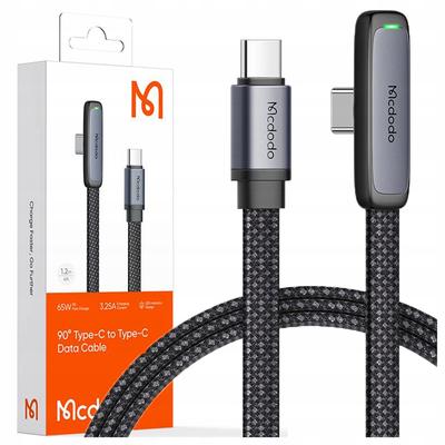 Mcdodo Угловой кабель Usb-C для быстрой зарядки Usb Type C 3A 65W черный 1M