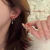 Elegant Red Bow Zircon Earrings - Luxury Autumn/Winter Jewelry for Women