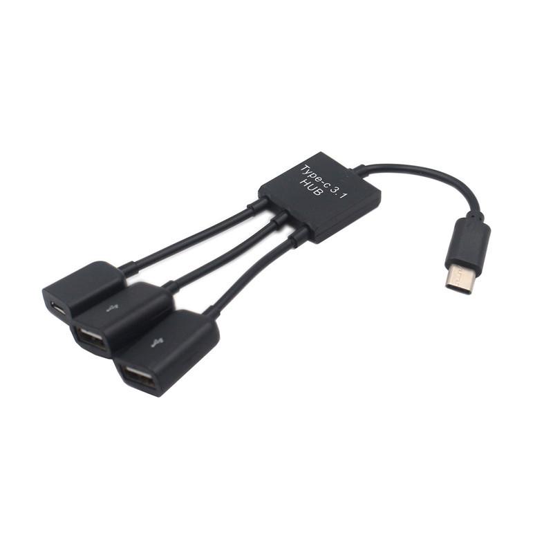 OTG-кабель Type-C: Многопортовый USB-хаб для мобильного телефона, клавиатуры, мыши и адаптера PUBG