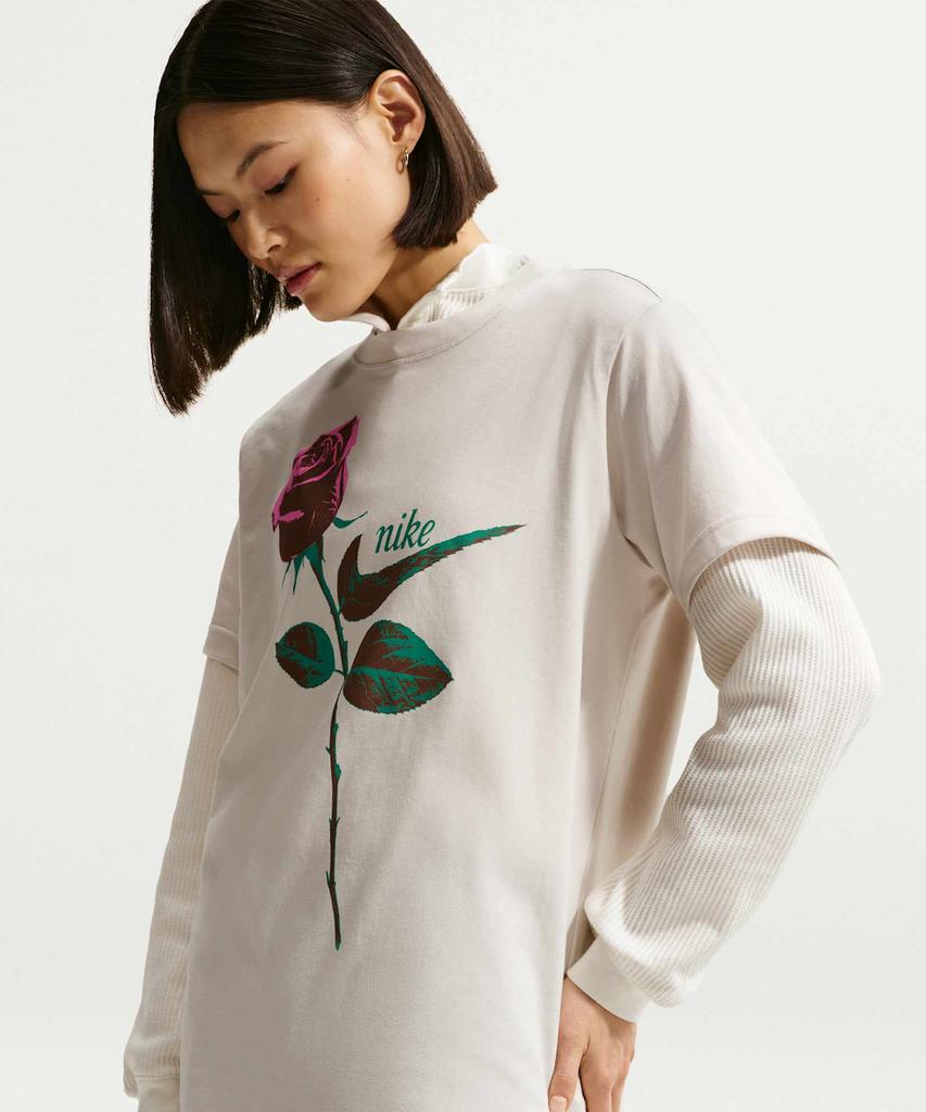 Nike Спортивная футболка оверсайз с коротким рукавом W - Светлая кость / Ir7827-072