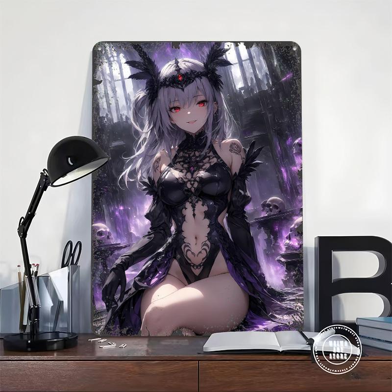 Anime Gothic Queen Tin Plaque Poster Customized Wall Art Retro Vintage Metal Signs for Man Cave Luxury Home Decor Items Room Men