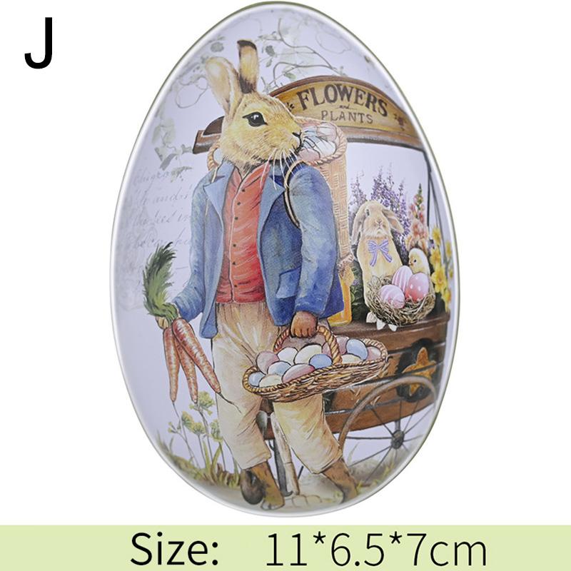 1 шт. Подарочная коробка из жести в форме яйца с изображением пасхального кролика, металлическая коробка для хранения, креативные принадлежности для вечеринок