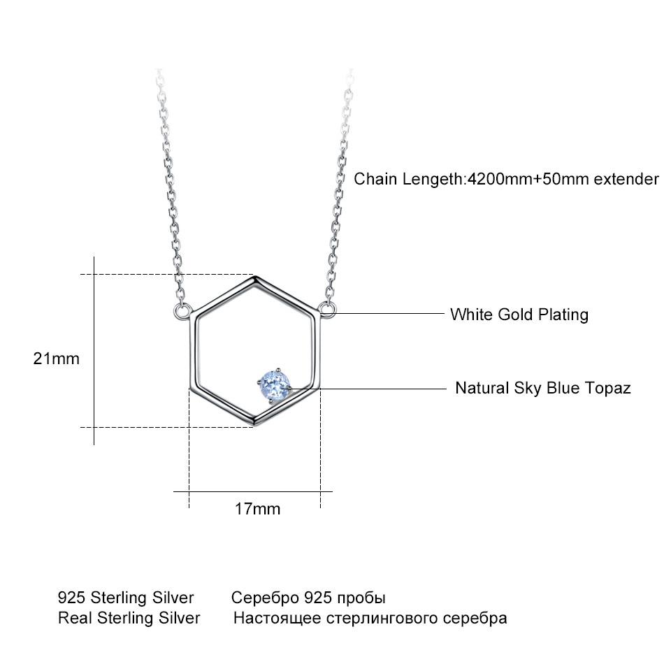 Hollow Hexagon Amethyst Real 925 Sterling Silver Necklaces For Women Various Gemstone 925 Silver Jewelry Long Necklace