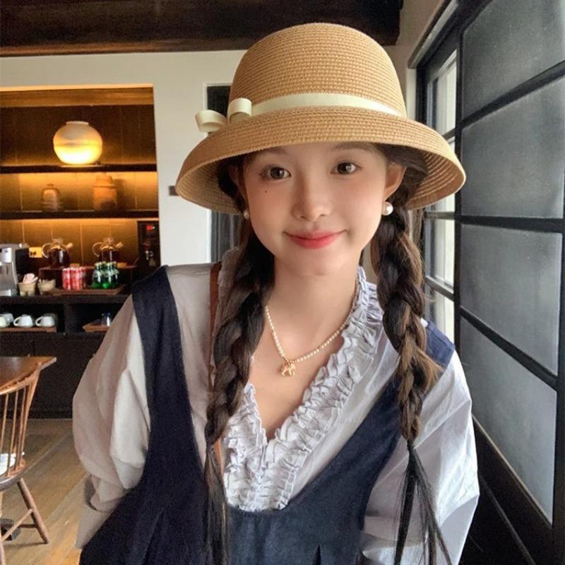 Соломенная шляпа женская летняя солнцезащитная шляпа-ведро для путешествий шляпа-котелок