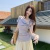 French Irregular Design Short Sleeve Butterfly Top With Embroidery For Summer Fashion